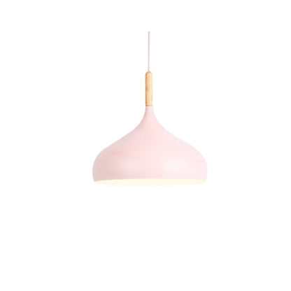 Suspension LED Métal Coloré avec Abat-Jour Bois – Design Scandinave Ajustable, Compatible E27, Longueur 150 cm 24