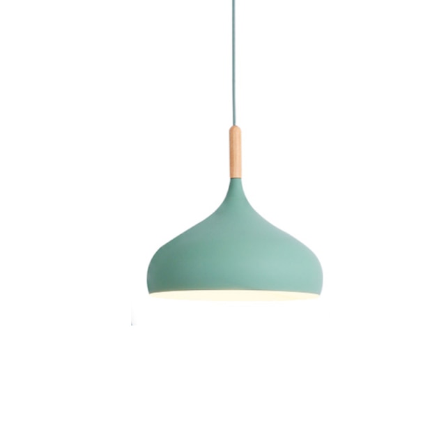 Suspension LED Métal Coloré avec Abat-Jour Bois – Design Scandinave Ajustable, Compatible E27, Longueur 150 cm 27