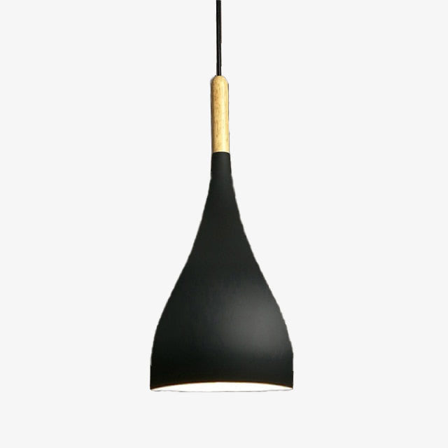 Suspension LED Métal Coloré – Abat-Jour Bois Scandinave Ajustable, E27, 150 cm Éclairage Electro Paris Noir A