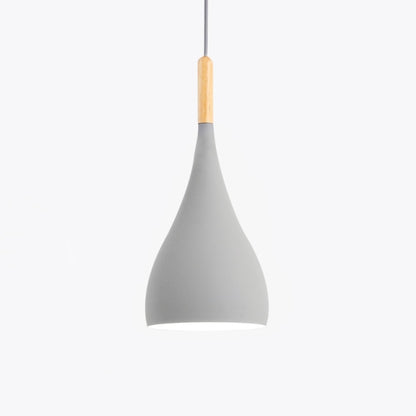 Suspension LED Métal Coloré – Abat-Jour Bois Scandinave Ajustable, E27, 150 cm Éclairage Electro Paris Gris A