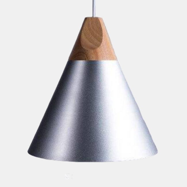 Suspension LED en Bois et Aluminium – Éclairage Moderne pour Salle à Manger Éclairage Electro Paris Argenté - 22cm Blanc