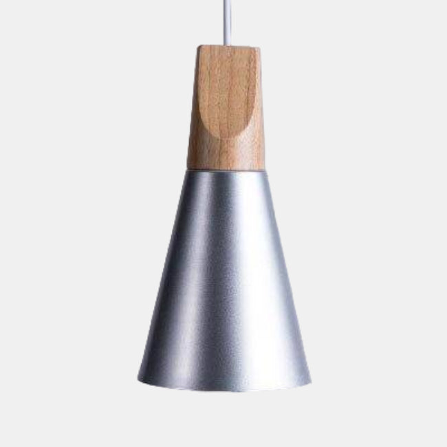 Suspension LED en Bois et Aluminium – Éclairage Moderne pour Salle à Manger Éclairage Electro Paris Argenté - 14cm Blanc