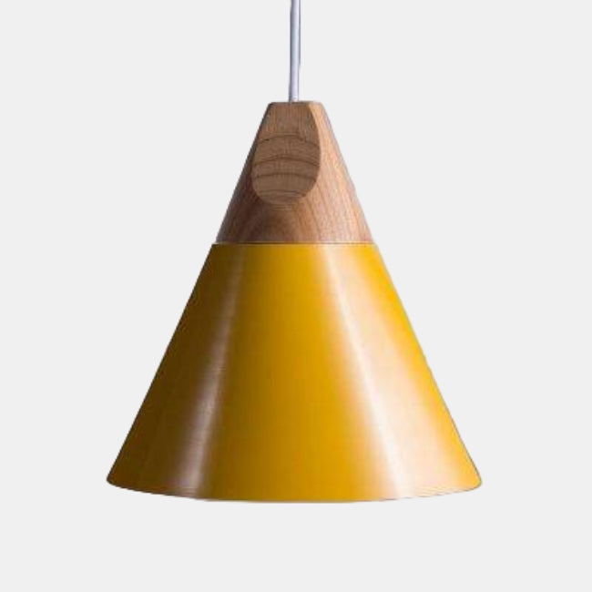 Suspension LED en Bois et Aluminium – Éclairage Moderne pour Salle à Manger Éclairage Electro Paris Jaune - 22cm Blanc