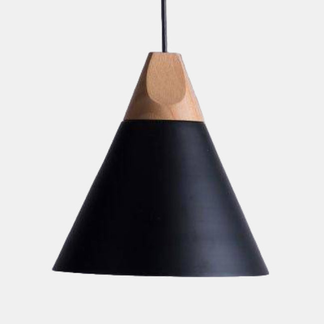 Suspension LED en Bois et Aluminium – Éclairage Moderne pour Salle à Manger Éclairage Electro Paris Noir - 22cm Blanc