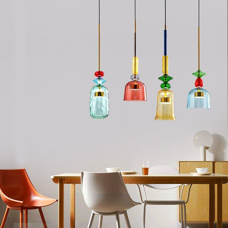 Suspension LED en Verre Coloré – Luminaire Contemporain pour Salon et Cuisine Lampes et luminaires Electro Paris