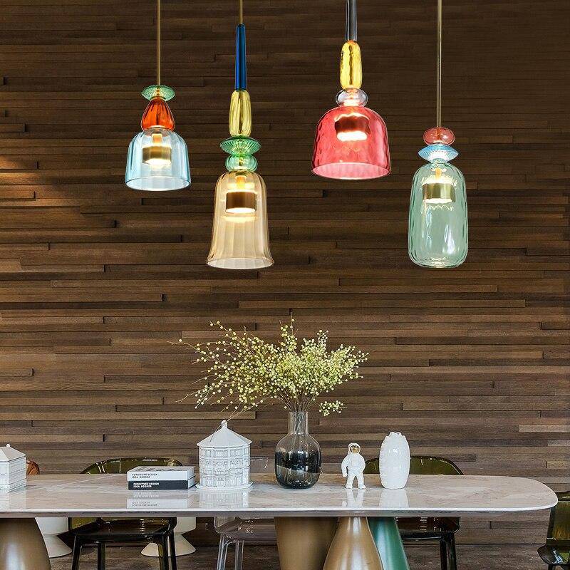 Suspension LED en Verre Coloré – Luminaire Contemporain pour Salon et Cuisine Lampes et luminaires Electro Paris