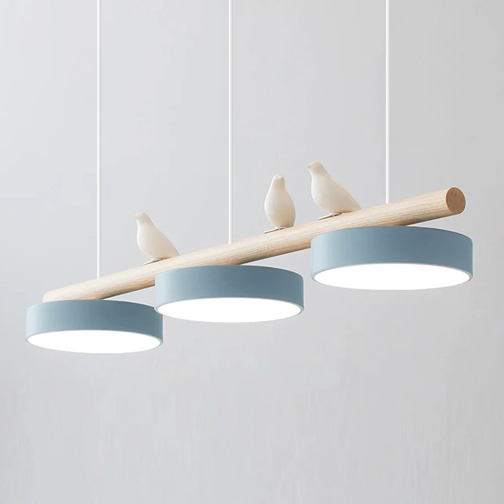 Suspension LED réglable en forme d'oiseau pour une atmosphère paisible Ceiling Lamp Electro Paris Bleu Câble blanc Lumière chaude