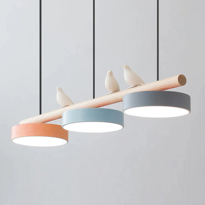 Suspension LED réglable en forme d'oiseau pour une atmosphère paisible Ceiling Lamp Electro Paris Orange & Bleu & Gris Câble noir Lumière chaude