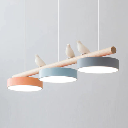 Suspension LED réglable en forme d'oiseau pour une atmosphère paisible Ceiling Lamp Electro Paris Orange & Bleu & Gris Câble blanc Lumière chaude
