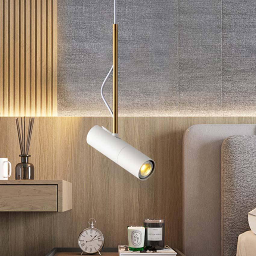 Plafonnier – Suspension Lampe Orientable avec Tige Dorée, Luminaire Moderne pour Bureau et Maison Éclairage Electro Paris Blanc