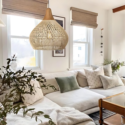 Suspension Luminaire en Rotin Artisanale au Style Bohème Écologique Lampe suspendue Electro Paris