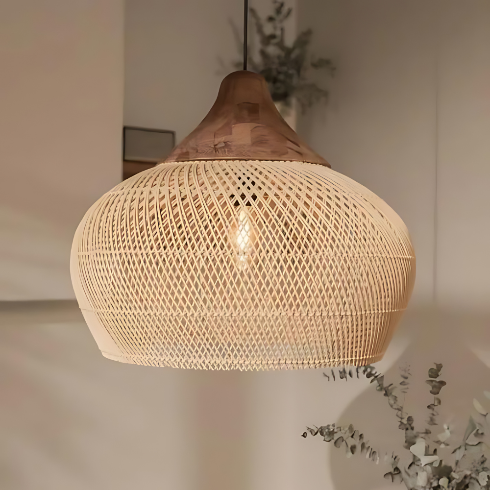 Suspension Luminaire en Rotin Artisanale au Style Bohème Écologique Lampe suspendue Electro Paris