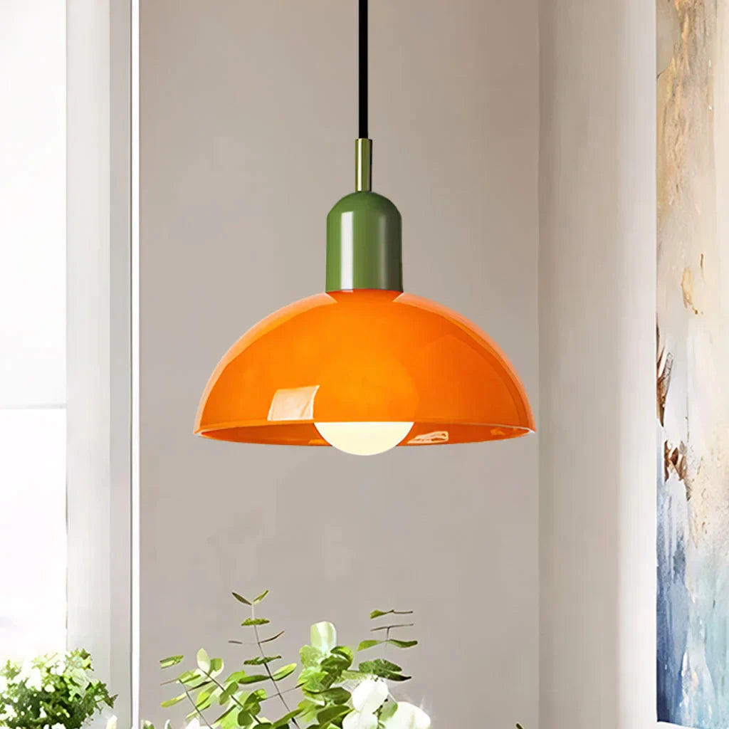 Suspension Lumineuse Moderne en Bol Multicolore – Éclairage Plafonnier Artistique Intérieur Pendants Electro Paris Orange Vert Dia 25 cm x H 22 cm