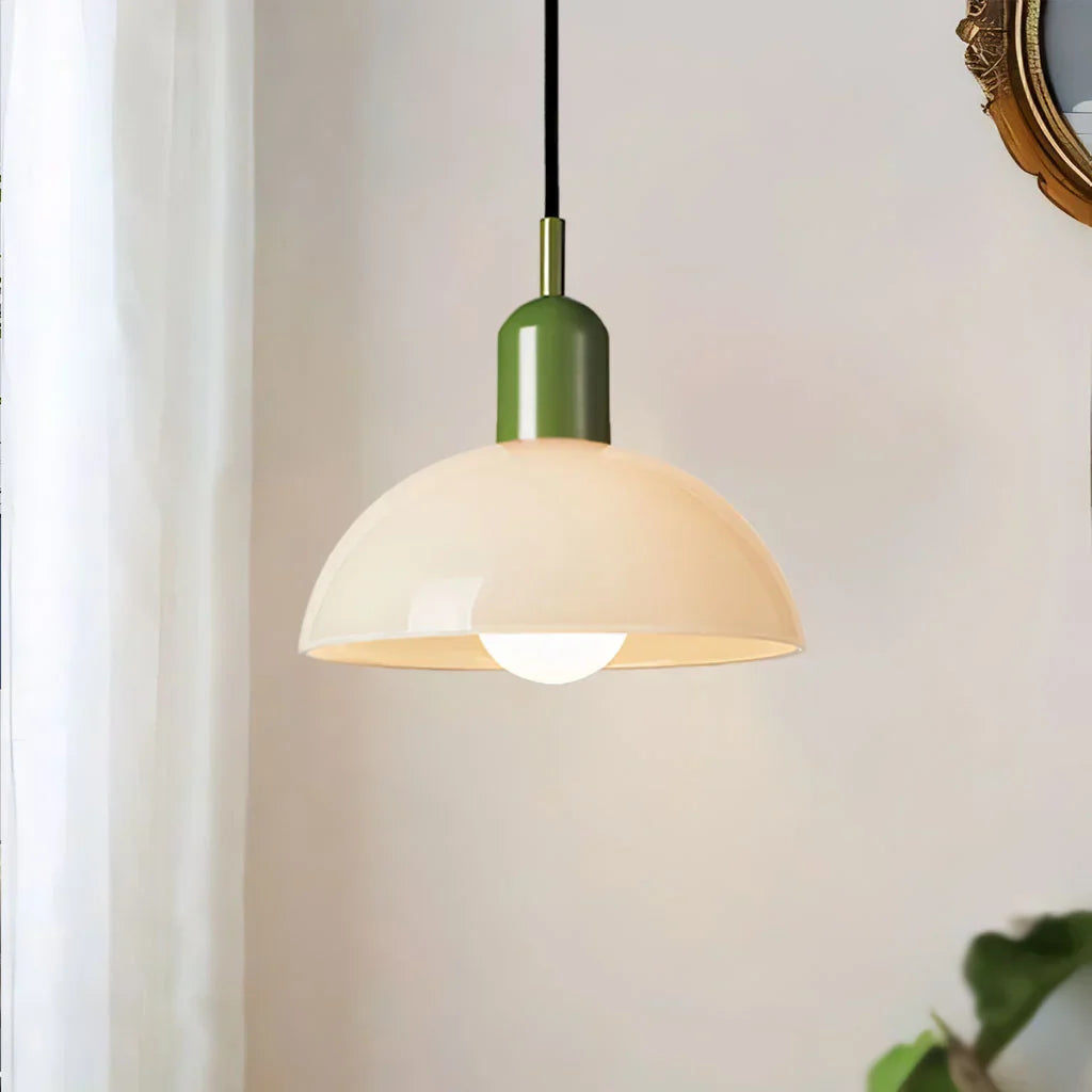 Suspension Lumineuse Moderne en Bol Multicolore – Éclairage Plafonnier Artistique Intérieur Pendants Electro Paris Blanc Vert Dia 25 cm x H 22 cm