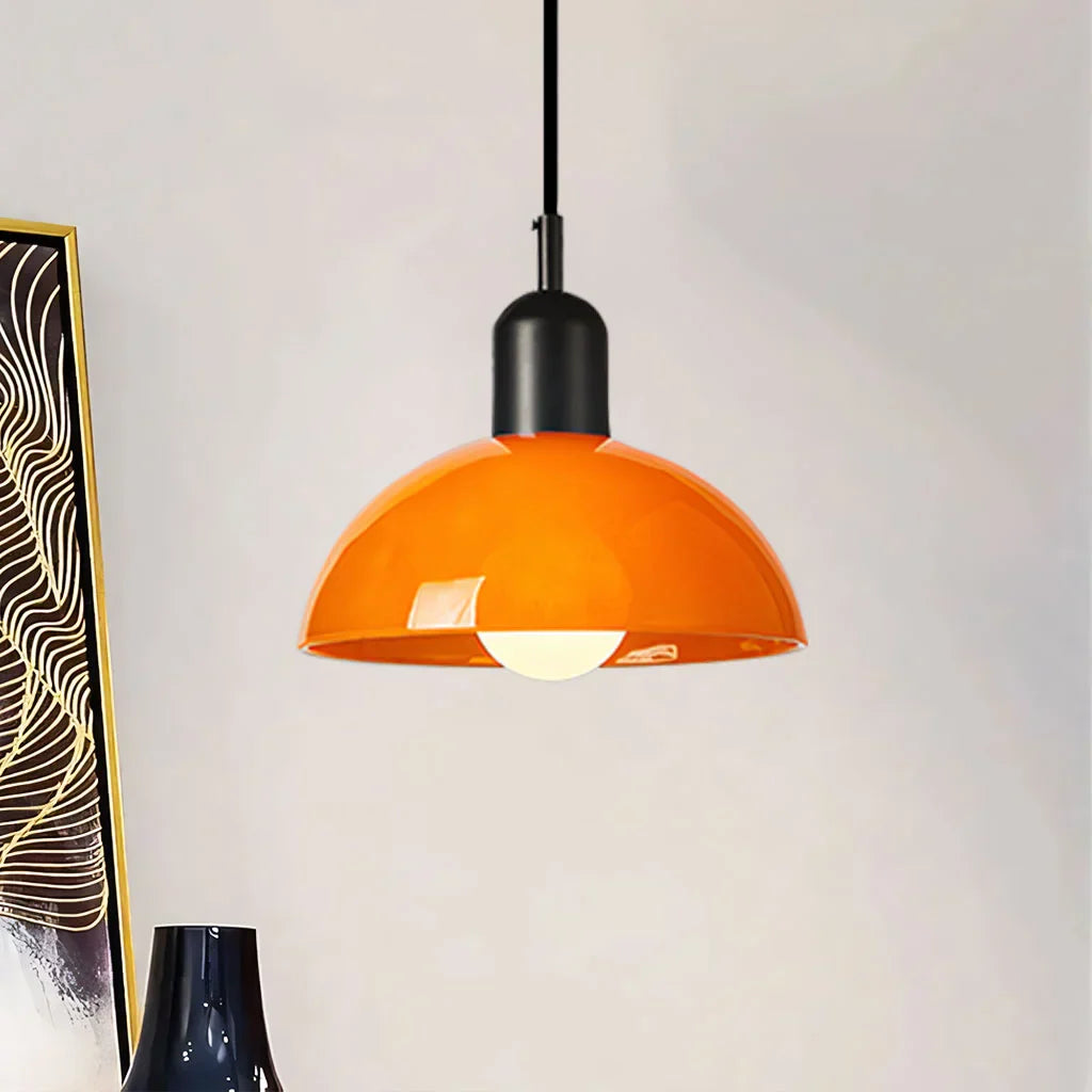 Suspension Lumineuse Moderne en Bol Multicolore – Éclairage Plafonnier Artistique Intérieur Pendants Electro Paris Orange Noir Dia 25 cm x H 22 cm