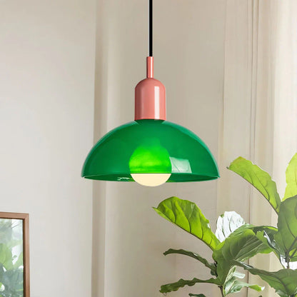 Suspension Lumineuse Moderne en Bol Multicolore – Éclairage Plafonnier Artistique Intérieur Pendants Electro Paris Vert Rose Dia 25 cm x H 22 cm