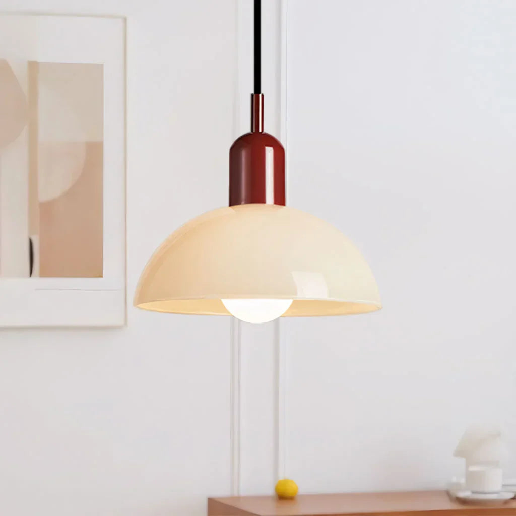 Suspension Lumineuse Moderne en Bol Multicolore – Éclairage Plafonnier Artistique Intérieur Pendants Electro Paris Blanc Rouge Dia 25 cm x H 22 cm