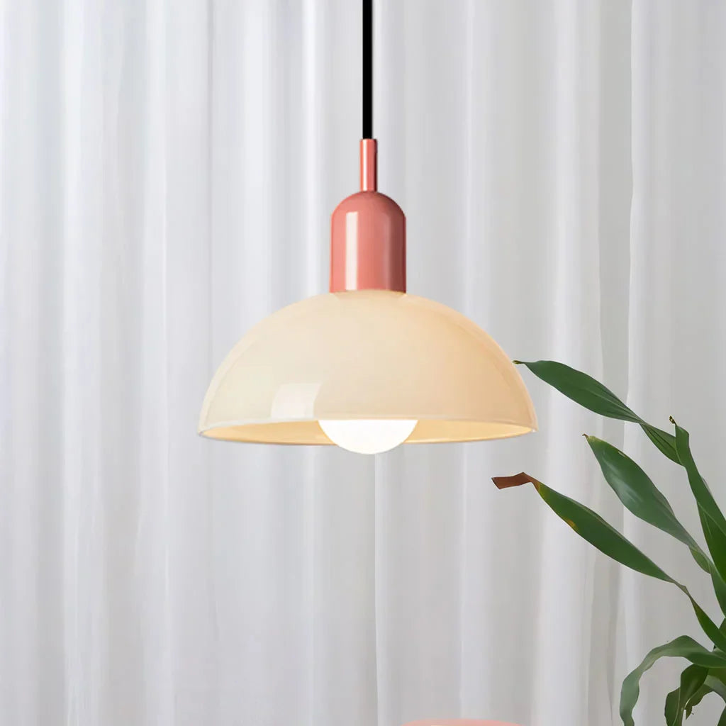 Suspension Lumineuse Moderne en Bol Multicolore – Éclairage Plafonnier Artistique Intérieur Pendants Electro Paris Blanc Rose Dia 25 cm x H 22 cm