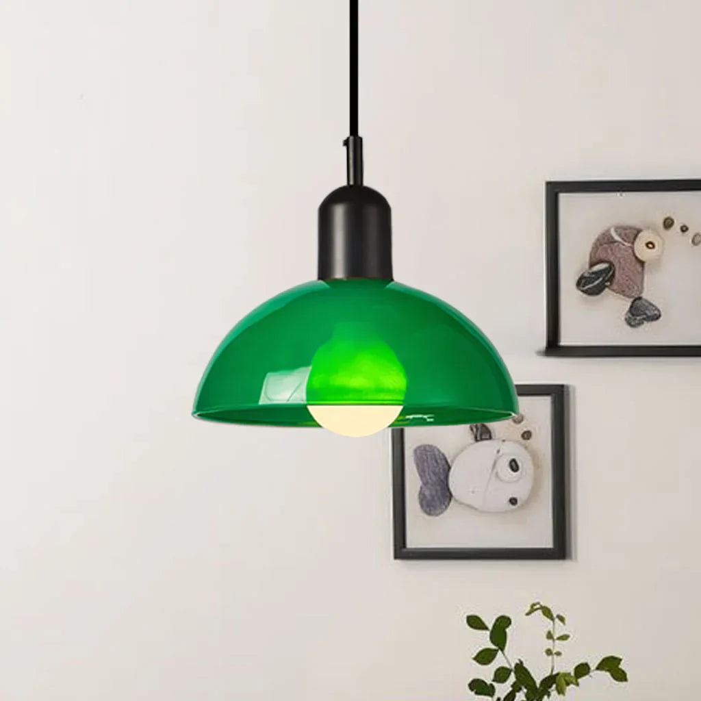 Suspension Lumineuse Moderne en Bol Multicolore – Éclairage Plafonnier Artistique Intérieur Pendants Electro Paris Vert Noir Dia 25 cm x H 22 cm