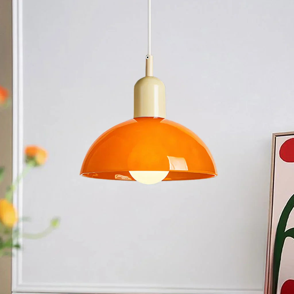 Suspension Lumineuse Moderne en Bol Multicolore – Éclairage Plafonnier Artistique Intérieur Pendants Electro Paris Orange Beige Dia 25 cm x H 22 cm