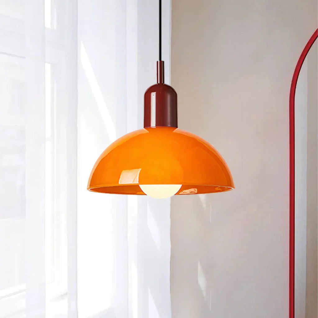 Suspension Lumineuse Moderne en Bol Multicolore – Éclairage Plafonnier Artistique Intérieur Pendants Electro Paris Orange Rouge Dia 25 cm x H 22 cm