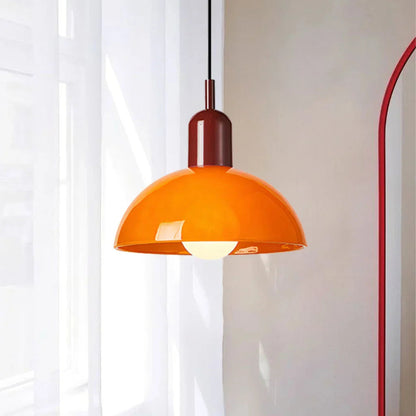 Suspension Lumineuse Moderne en Bol Multicolore – Éclairage Plafonnier Artistique Intérieur Pendants Electro Paris Orange Rouge Dia 25 cm x H 22 cm