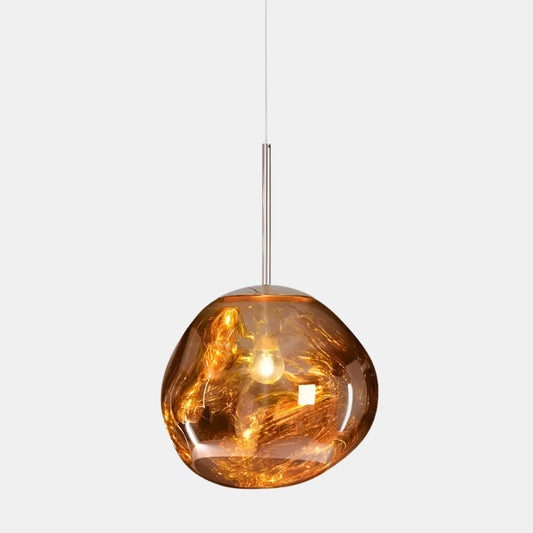 Suspension Lumineuse Sculpturale à Effet Métal Fondu Ceiling Lamp Electro Paris Dia 18 cm Or