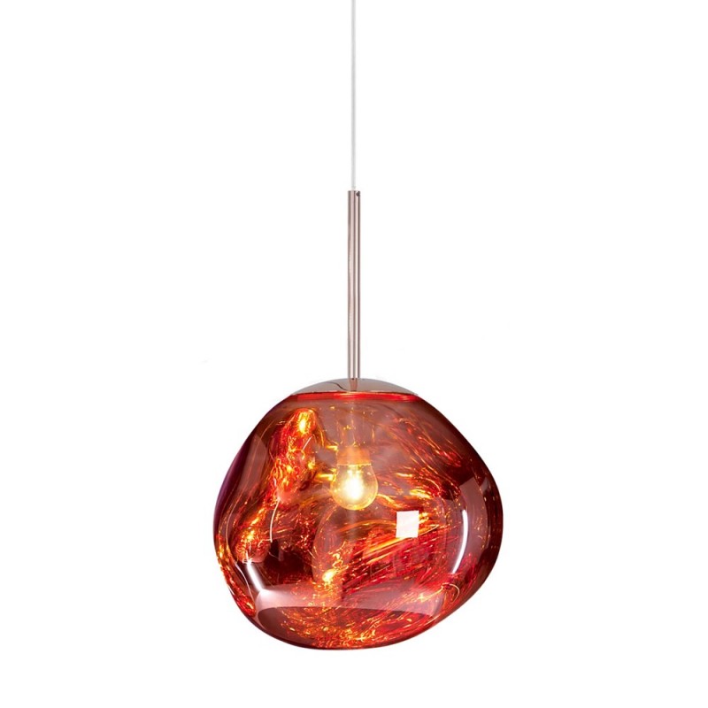 Suspension Lumineuse Sculpturale à Effet Métal Fondu Ceiling Lamp Electro Paris Dia 18 cm Rouge