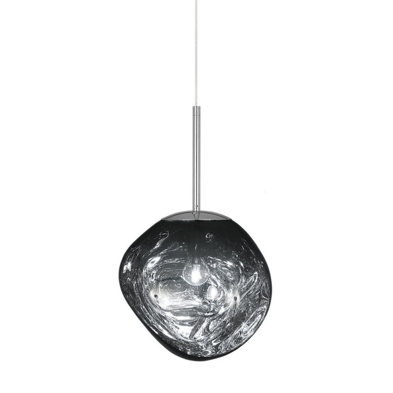 Suspension Lumineuse Sculpturale à Effet Métal Fondu Ceiling Lamp Electro Paris Dia 18 cm Argent