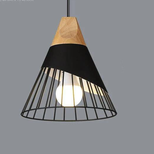 Suspension Métal et Bois Scandinave – Éclairage Moderne pour Cuisine Éclairage Electro Paris D - Noir