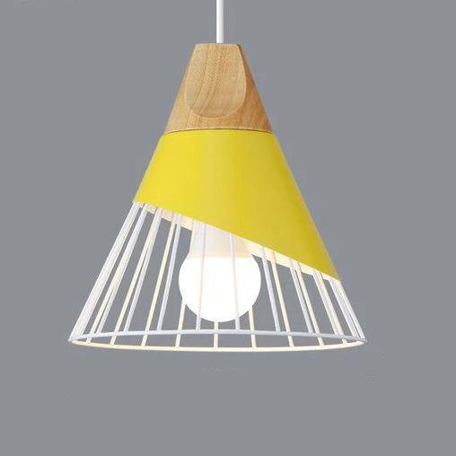 Suspension Métal et Bois Scandinave – Éclairage Moderne pour Cuisine Éclairage Electro Paris D - Jaune
