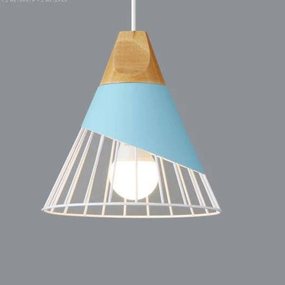 Suspension Métal et Bois Scandinave – Éclairage Moderne pour Cuisine Éclairage Electro Paris D - Bleu