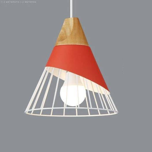Suspension Métal et Bois Scandinave – Éclairage Moderne pour Cuisine Éclairage Electro Paris D - Rouge