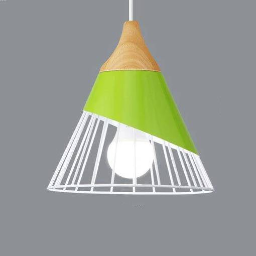 Suspension Métal et Bois Scandinave – Éclairage Moderne pour Cuisine Éclairage Electro Paris D - Vert fluo