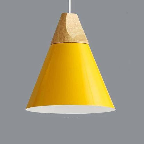 Suspension Métal et Bois Scandinave – Éclairage Moderne pour Cuisine Éclairage Electro Paris C - Jaune