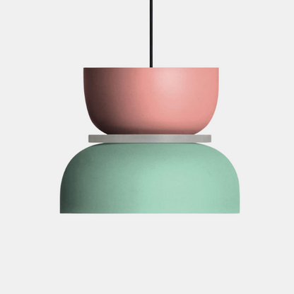 Suspension Minimaliste Moderne avec Accent en Bois pour Éclairage de Cuisine et Salle à Manger Éclairage Electro Paris Rose + Vert (M)