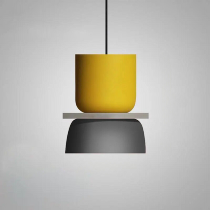 Suspension Minimaliste Moderne avec Accent en Bois pour Éclairage de Cuisine et Salle à Manger Éclairage Electro Paris Jaune + Gris (S)