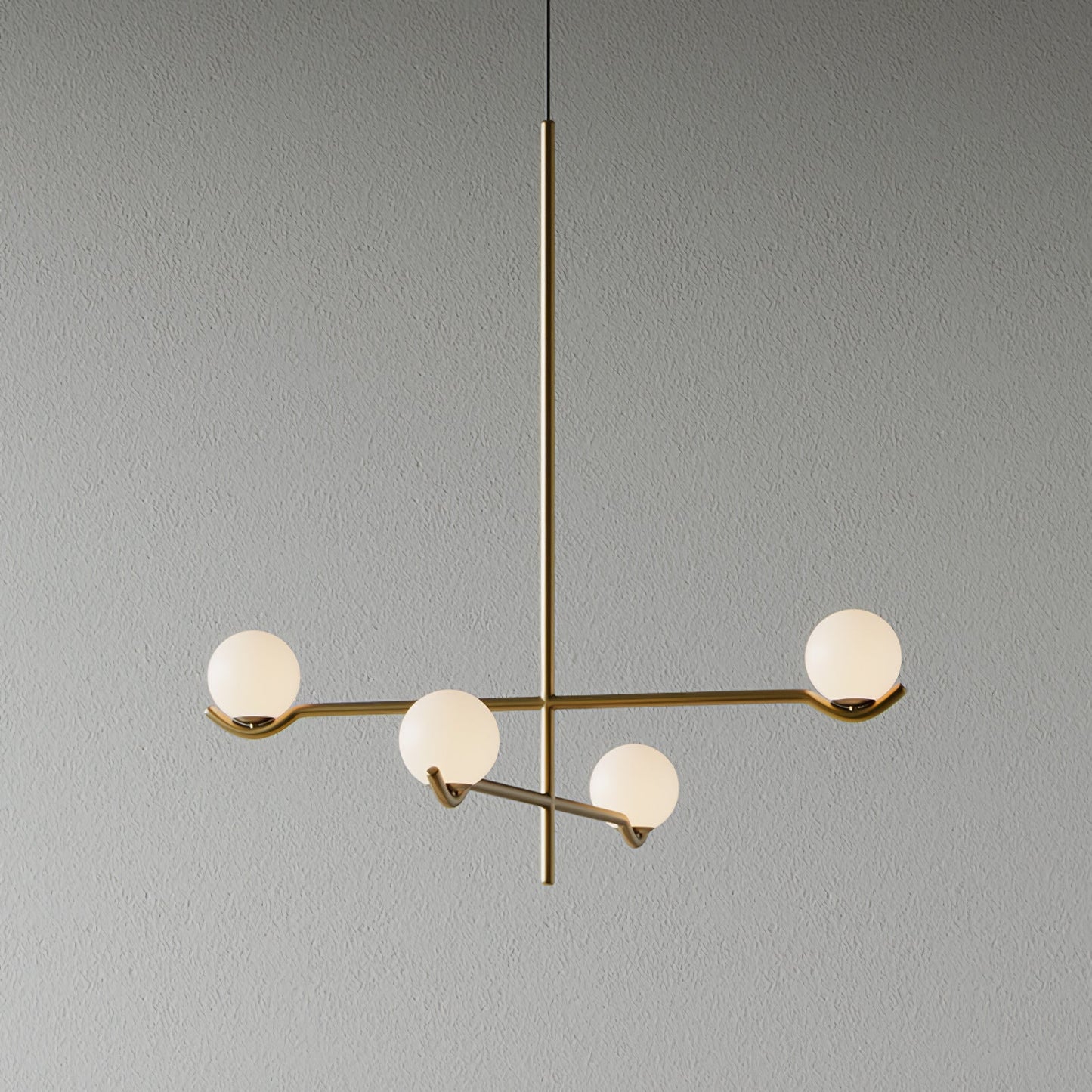 Suspension Moderne Minimaliste en Verre au Design Élégant Suspendu Ceiling Lamp Electro Paris 4 têtes L 60cm x H 62cm Or & Blanc