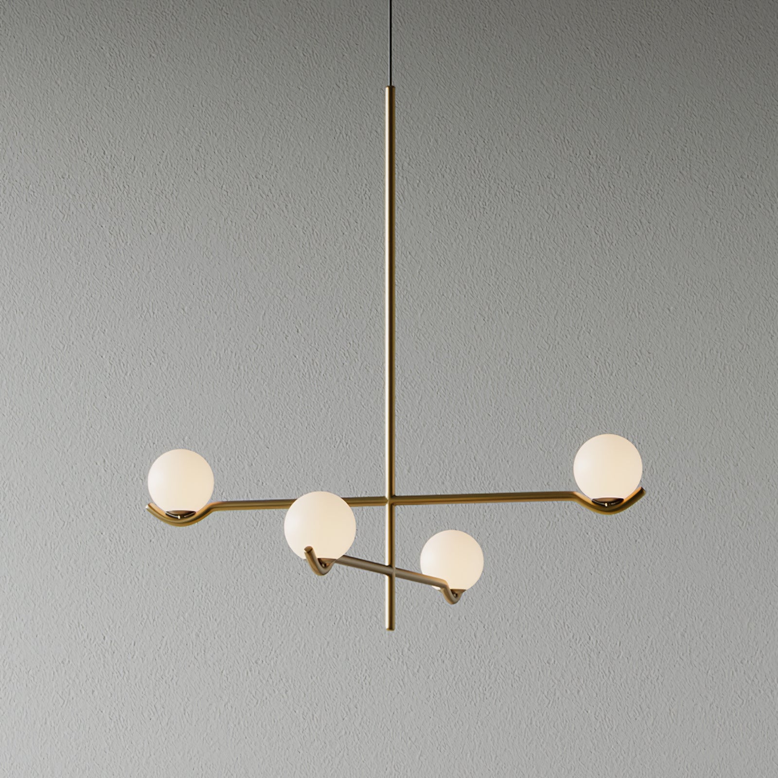 Suspension Moderne Minimaliste en Verre au Design Élégant Suspendu Ceiling Lamp Electro Paris 4 têtes L 60cm x H 62cm Or & Blanc