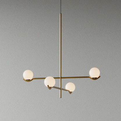 Suspension Moderne Minimaliste en Verre au Design Élégant Suspendu Ceiling Lamp Electro Paris 4 têtes L 60cm x H 62cm Or & Blanc