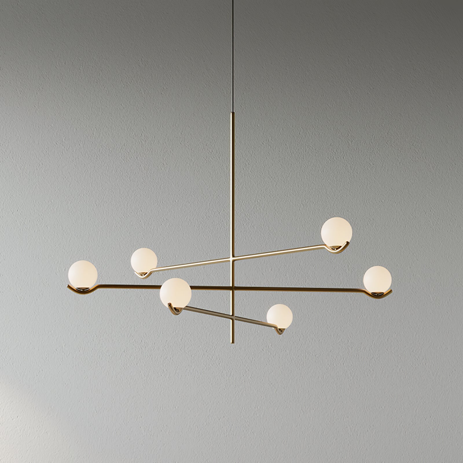 Suspension Moderne Minimaliste en Verre au Design Élégant Suspendu Ceiling Lamp Electro Paris 6 têtes L 90cm x H 62cm Or & Blanc
