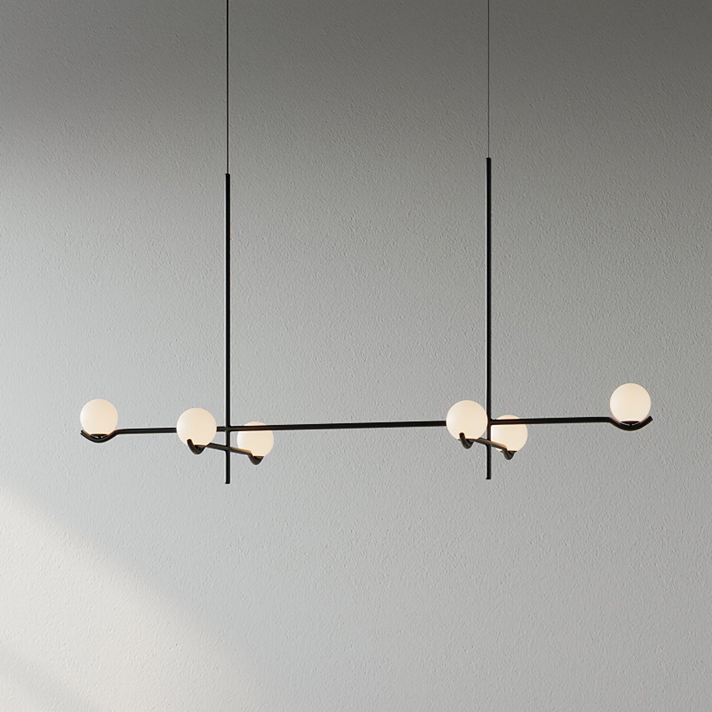 Suspension Moderne Minimaliste en Verre au Design Élégant Suspendu Ceiling Lamp Electro Paris 6 têtes L 120cm x H 62cm Noir & Blanc