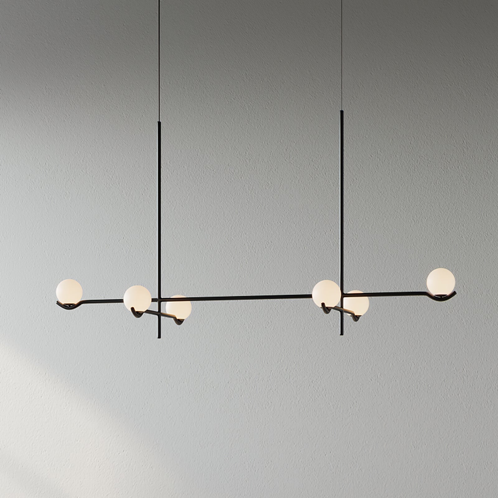 Suspension Moderne Minimaliste en Verre au Design Élégant Suspendu Ceiling Lamp Electro Paris 6 têtes L 120cm x H 62cm Noir & Blanc