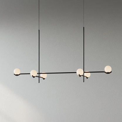 Suspension Moderne Minimaliste en Verre au Design Élégant Suspendu Ceiling Lamp Electro Paris 6 têtes L 120cm x H 62cm Noir & Blanc