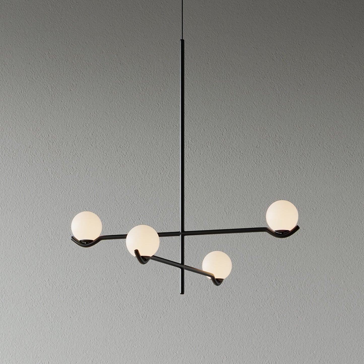 Suspension Moderne Minimaliste en Verre au Design Élégant Suspendu Ceiling Lamp Electro Paris 4 têtes L 60cm x H 62cm Noir & Blanc