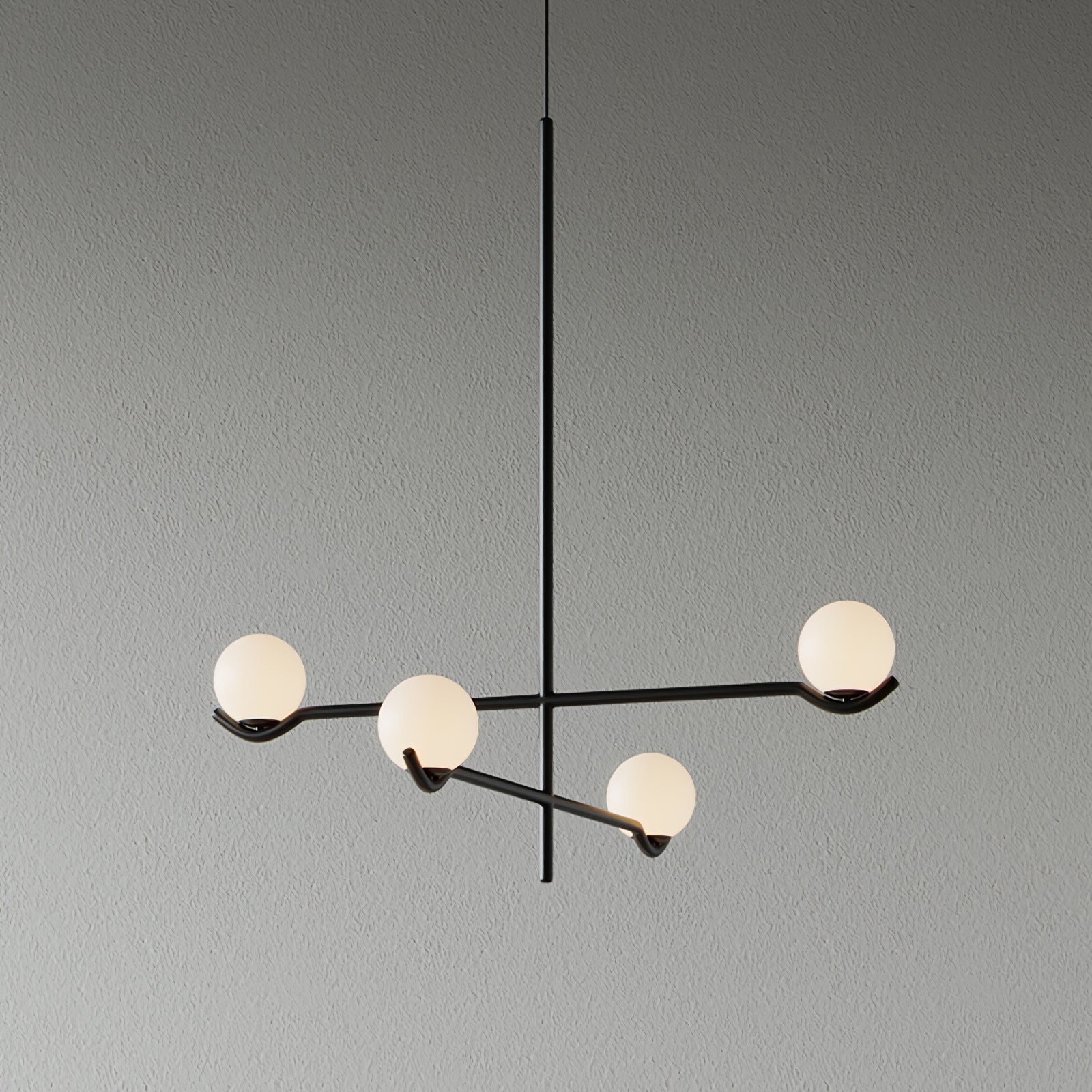Suspension Moderne Minimaliste en Verre au Design Élégant Suspendu Ceiling Lamp Electro Paris 4 têtes L 60cm x H 62cm Noir & Blanc