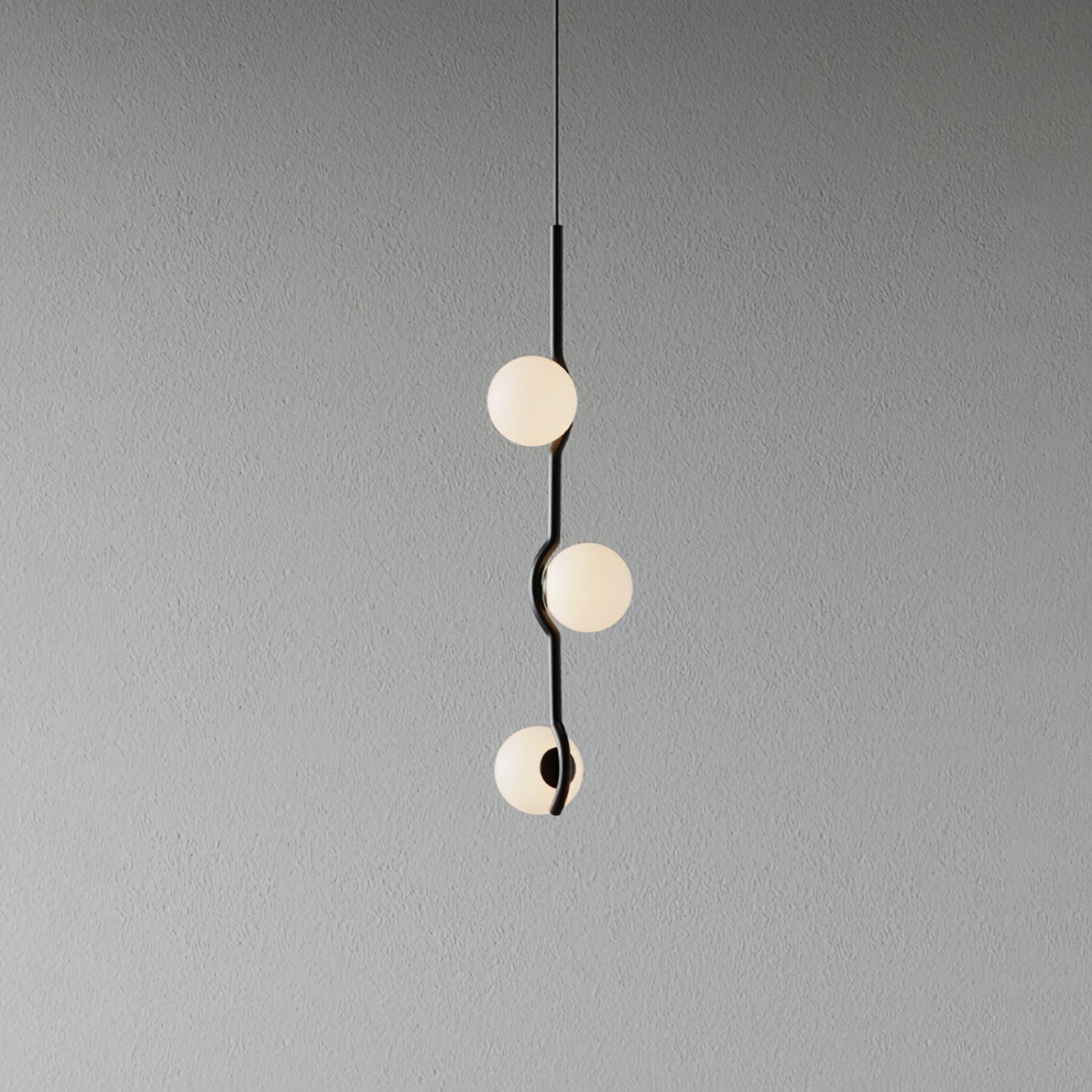Suspension Moderne Minimaliste en Verre au Design Élégant Suspendu Ceiling Lamp Electro Paris 3 têtes Dia 10cm x H 52cm Noir & Blanc