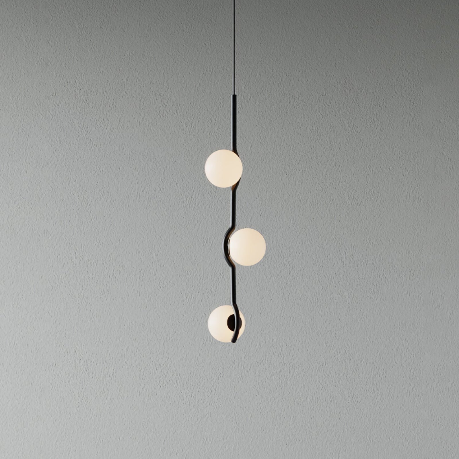 Suspension Moderne Minimaliste en Verre au Design Élégant Suspendu Ceiling Lamp Electro Paris 3 têtes Dia 10cm x H 52cm Noir & Blanc