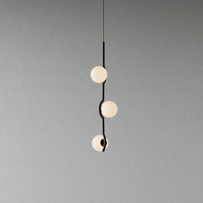 Suspension Moderne Minimaliste en Verre au Design Élégant Suspendu Ceiling Lamp Electro Paris 3 têtes Dia 10cm x H 52cm Noir & Blanc