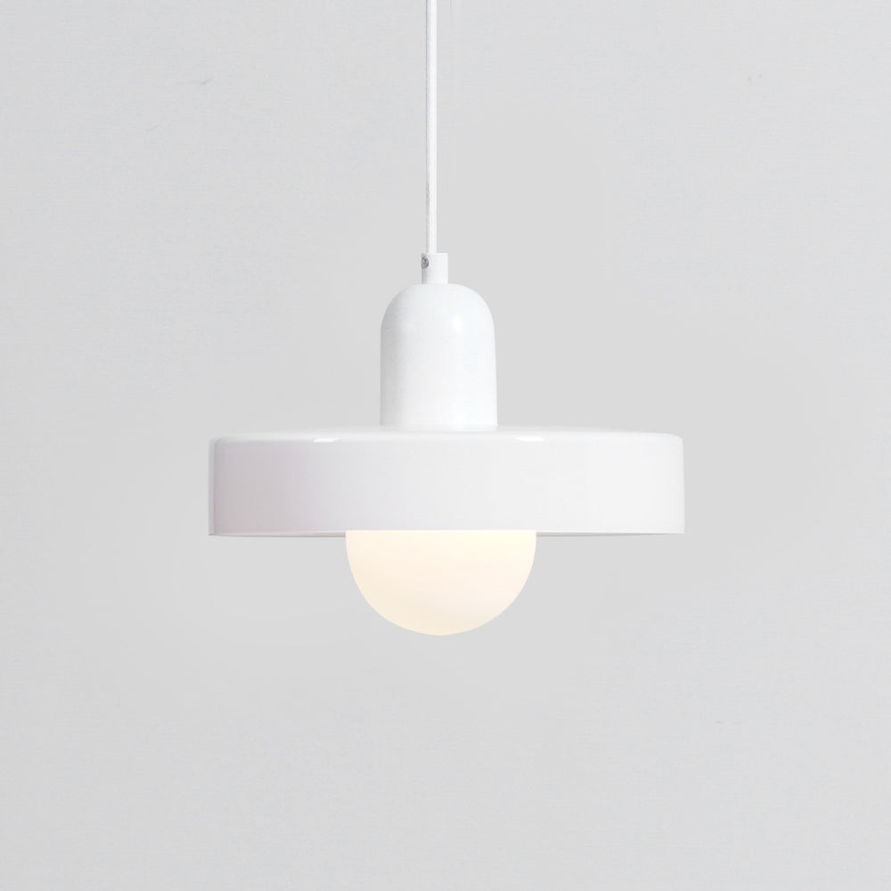 Suspension Moderne avec Diffuseur Givré et Abat-Jour Coloré Ceiling Lamp Electro Paris Ø 9.8″ x H 8.7″ / Dia 25cm x H 22cm Blanc
